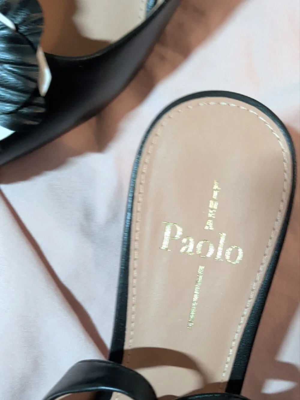 Linea Paolo Castiel Black Floral Appliqué Slingback Flats